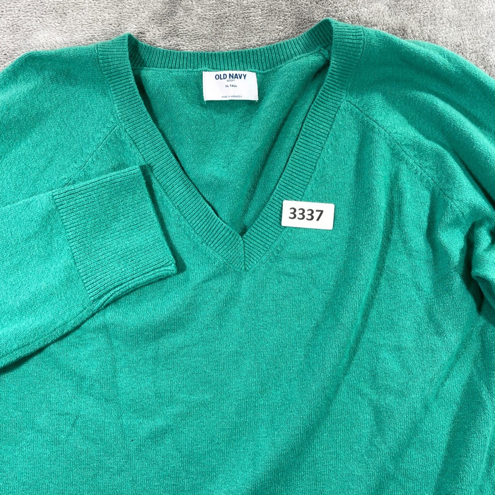 Old Navy V-Neck Sweater Women XL Tall Green‎ SoSoft Raglan Sleeve Cotton Blend